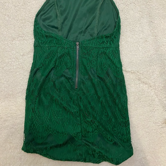 Green Lace Dress with Halter Top - Picture 3 of 3